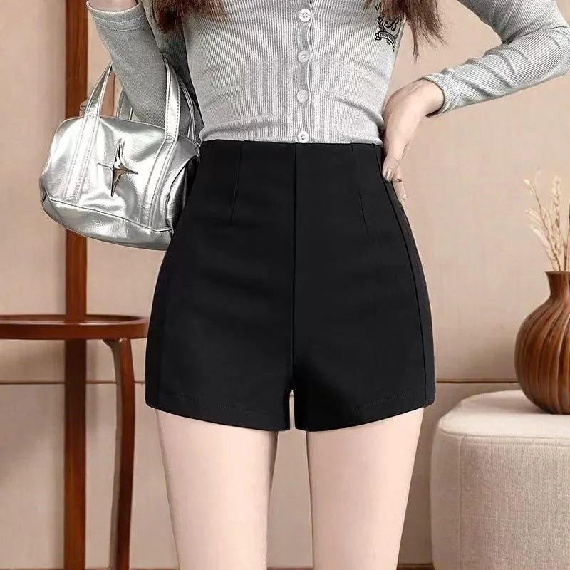 618 Ladies Clothing Black Skinny Fashion Simplicity High Waist Trend Suit Shorts Summer New Style Straight Slim Shorts